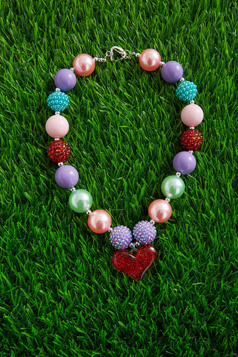 Cuore Duo Necklace - Pink Bubble