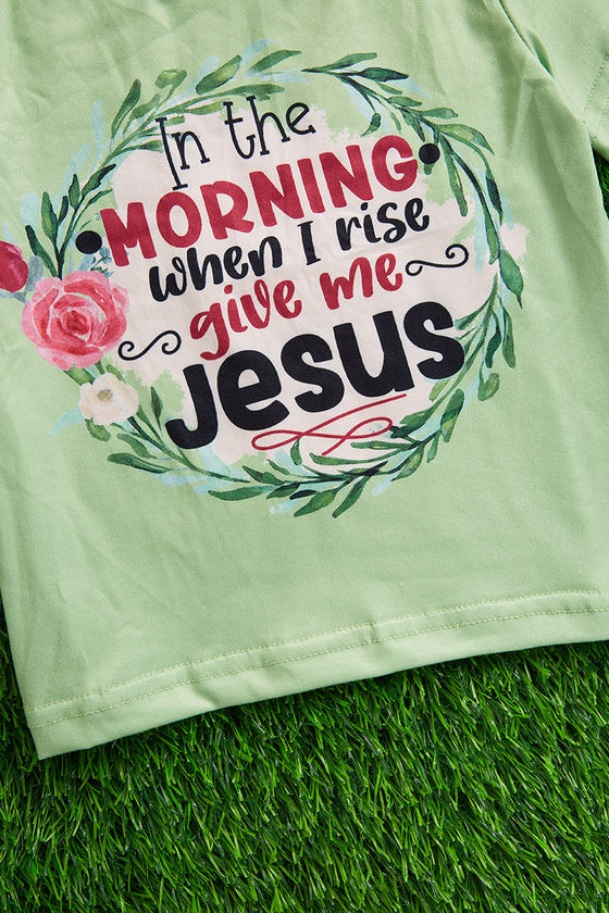IN THE MORNING WHEN I RISE GIVE ME JESUS" MOMMY & ME GRAPHIC PRINTED TEE. TPG651522246-SOL