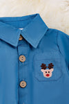 Reindeer embroidered onesie with snaps. TPB50143014 MARY