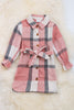 Girls pink plaid cardigan/dress with belt. TPG60133003 005LOI