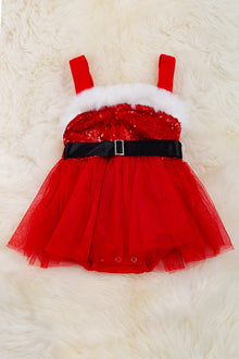  Sequins & tulle Miss Santa baby onesie. RPG50133090 JEANN