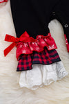 Christmas embroidered snowman ruffle romper with snaps. RPG50143026SOL