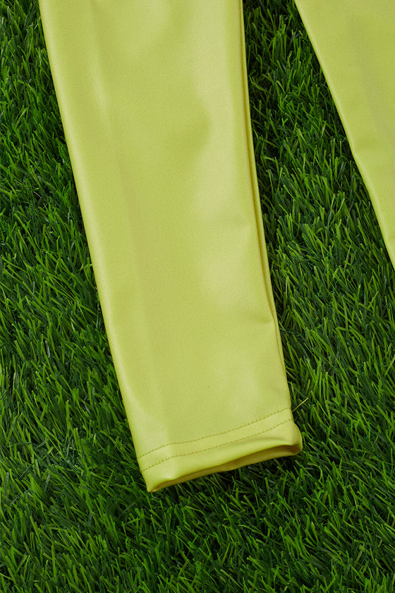 green satin silk stretchy leggings. PNG25153118 sol