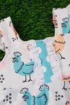🔶Multi color hen printed baby onesie. RPG25133067 amy