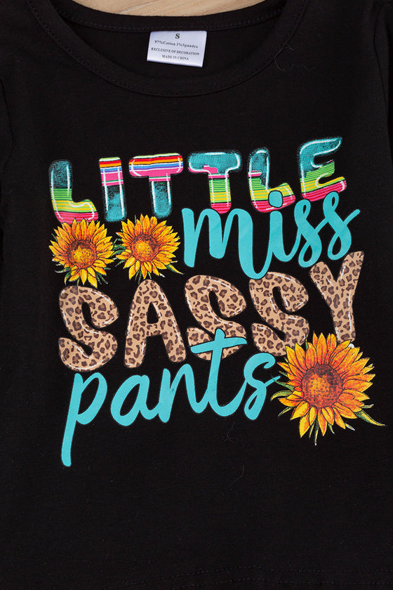 Little miss sassy pants, ruffle sleeve top & sequins pants. OFG65153078-JEANN
