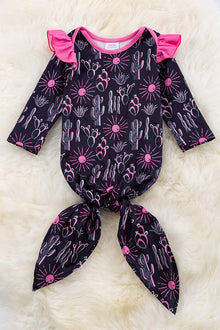  Fuchsia dessert cactus printed infant gown. PJG65153014 ONE SIZE