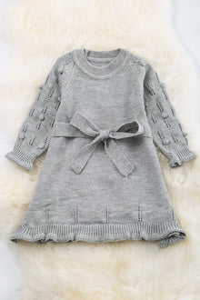  Gray knit long sleeve dress. DRG60153094-EMILY