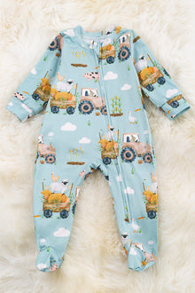  Farm ride on a tractor printed baby jumpsuit. RPB65133025-emily