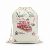 18.5" X 26.5 "North Pole pink train printed Christmas sack. SA2026-1