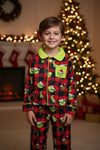 Unisex plaid Grinc* printed pajamas set. GLP071805-sol