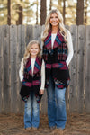 Black & pink aztec printed cardigan with pockets. TPW65153025 (Women)