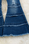 Dark blue distressed denim pants. PNG65153062 SOL