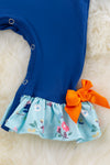Royal blue scarecrow embroidered romper. RPG65133048 WENDY