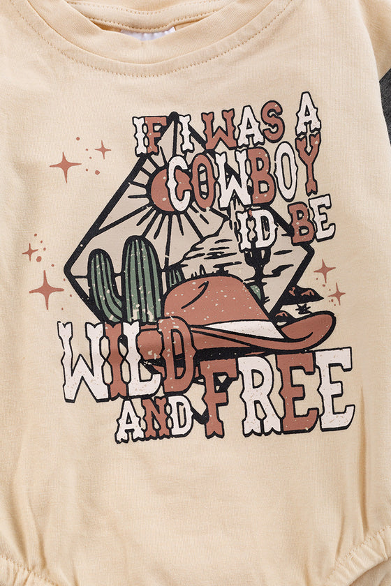 If I was a cowboy Id be wild & free" boys graphic sweatshirt. TPB65143018-loi