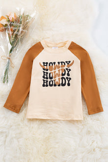  Howdy Howdy" bull skull printed long sleeve shirt. TPB65143009 SOL