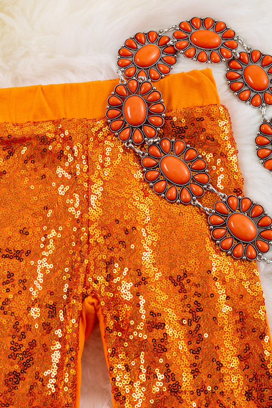 Orange sequins bell bottoms. PNG40113001 AMY