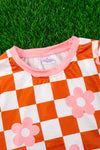 Orange checker & floral printed 2 piece set. OFG65153017-LOI