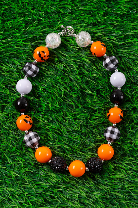 Pumpkin & plaid printed bubble necklace 3PCS/$12.00 ACG40113005