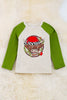 Christmas Highland cow raglan w/ green sleeves. TPB50143012 LOI