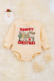  Howdy Christmas" ivory graphic baby onesie with snaps. RPG50143054 JEANN