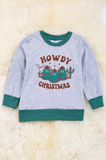  Howdy Christmas" gray tree printed sweatshirt. TPB50153014 loi