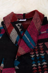 (Women) Black & pink aztec printed cardigan with pockets. TPW65153025 MARY