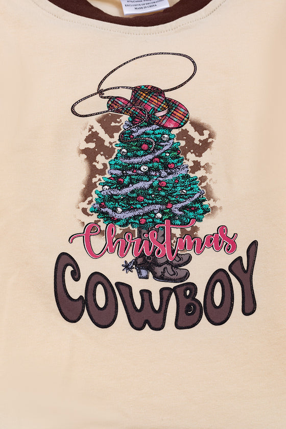 Christmas cowboy" Ivory long sleeve sweatshirt. TPB50153013AMY