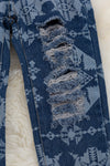 (unisex)Aztec printed denim pants. PNG60153008-Jeann