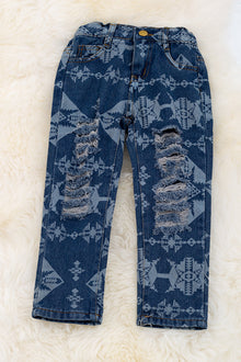  (unisex)Aztec printed denim pants. PNG60153008-Jeann
