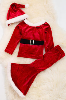  Girls miss Santa red velvety 4 piece set. OFG501622004 SOL