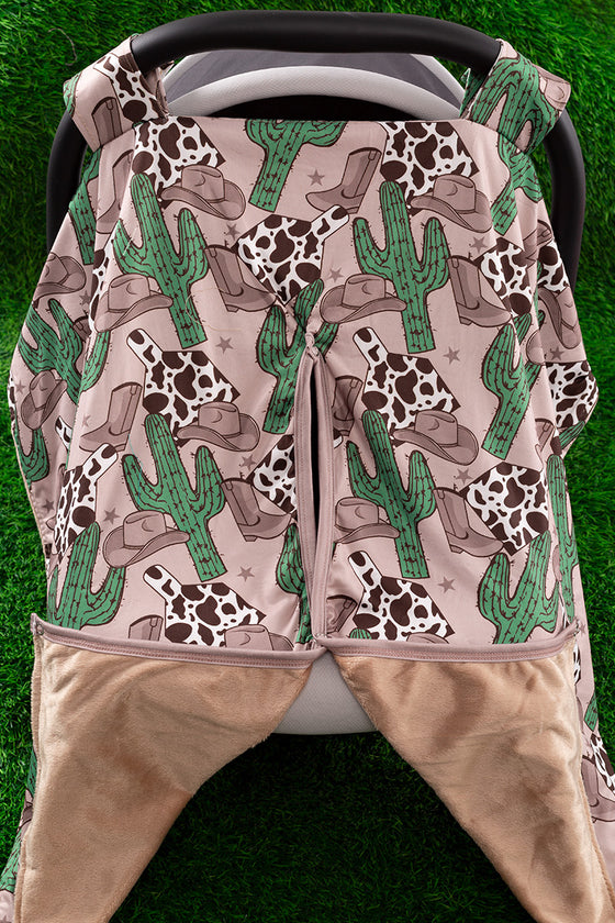Cactus & cowgirl hat printed car seat cover. ZYTB65113003 M