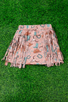 Western printed faux suede skirt with fringe.  DRG65153043-SOL