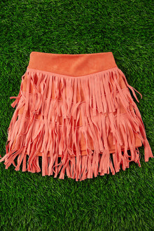  FAUX SUEDE 3 LAYER FRINGE SKIRT. DRG651122257-LOII