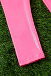 Neon pink satin silk stretchy leggings. PNG25153078 loi