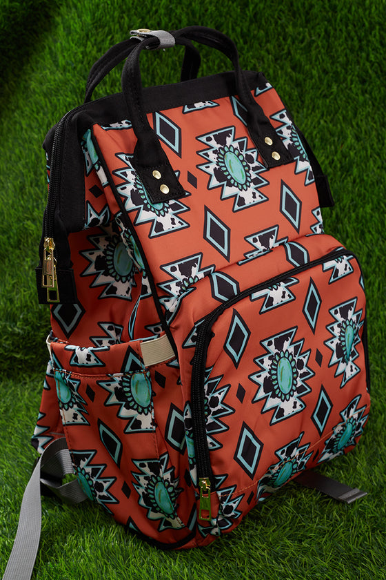 Aztec & diamond pattern diaper bag. BBB25153001
