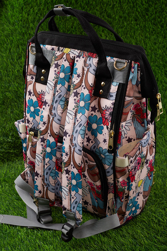 Floral, horse shoe printed diaper bag. BBG25153031