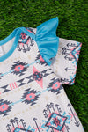 Aztec printed baby gown with ruffle sleeve detail. PJG25153016 S