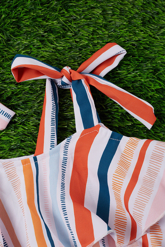 Multi-color stripe printed tunic. TPG25143002-JEAN