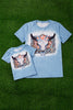 BLEACHED BLUE TEE-SHIRT FOR WOMEN W/ BULLHEAD PRINT. TPW15113002-LOI