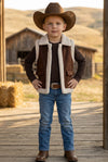 Chocolate brown sherpa vest w/pockets. TPG60370 AMY