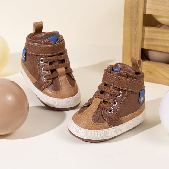 3 Tone apricot pleather baby shoes. CG5172