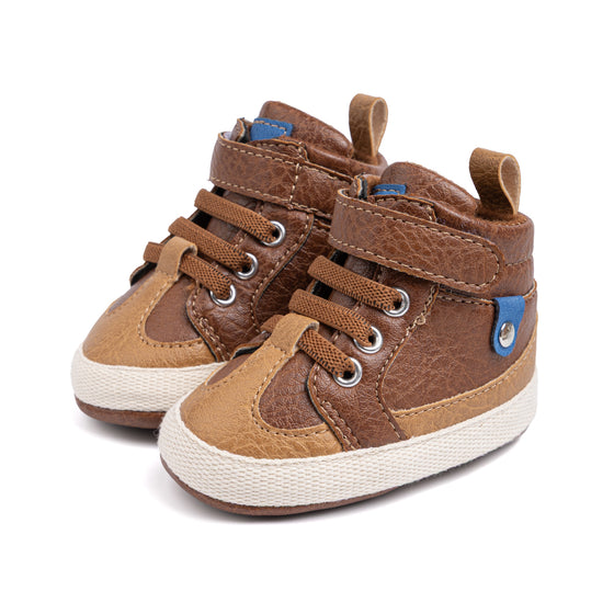 3 Tone apricot pleather baby shoes. CG5172