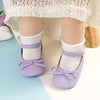Lavender front bow baby shoes. CG5364