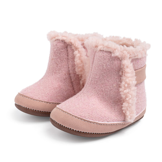 Brown faux fur baby boots. CG5402