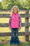 Fuchsia fleece western sleeve sweater. 202626-AMY