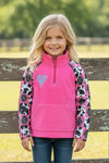Fuchsia fleece western sleeve sweater. 202626-AMY