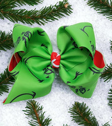  6.5" Christmas Character 2 tone ribbon hair bows 4PCS/$10.00 BW-DSG-923