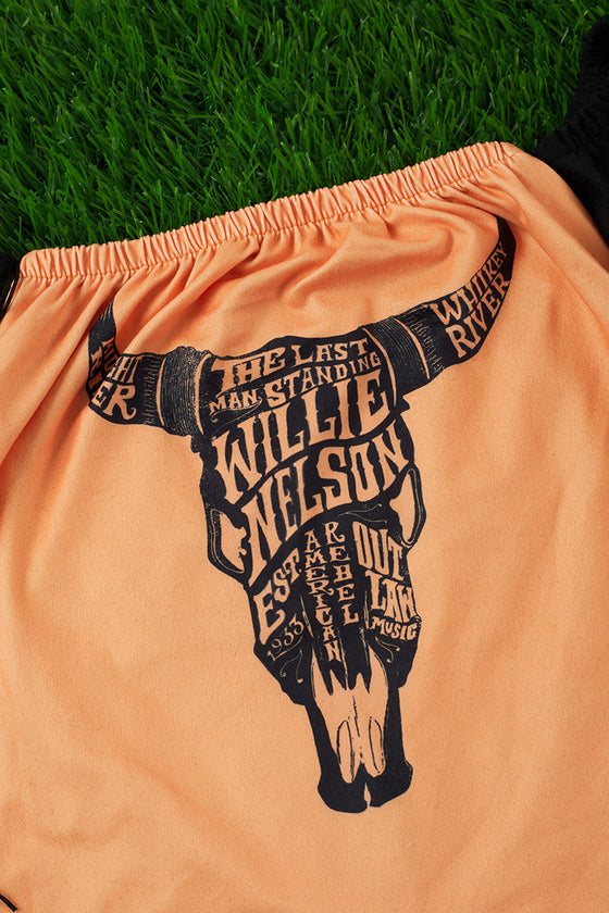Bull skull side fringe baby romper. RPG25133112 jeann