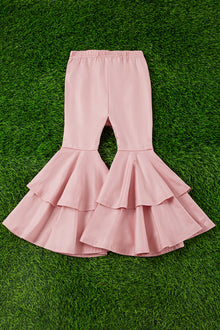  Dusty pink faux leather double layer bell pants. PNG25153107 sol