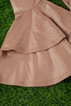 Tan faux leather double layer bell pants. PNG25153111 jeann
